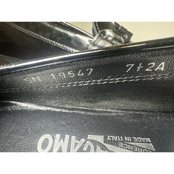 SALVATORE FERRAGAMO Black Patent Leather Horsebit Driving Loafers Women's 7.5 2A - Picture 11 of 13